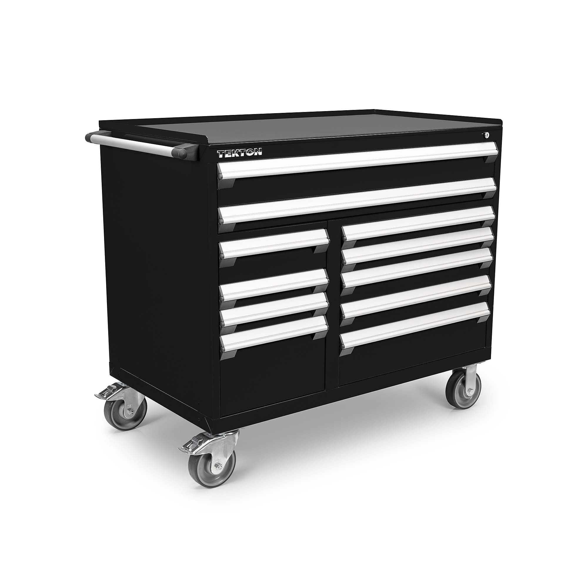 TEKTON 11-Drawer 40/60 Split Bank Tool Cabinet with Steel Top and Mat, Black (48 W x 27 D x 41.5 H in.) | OCL43102STM